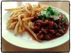 chilli con carne, hranolky, recepty, chilli